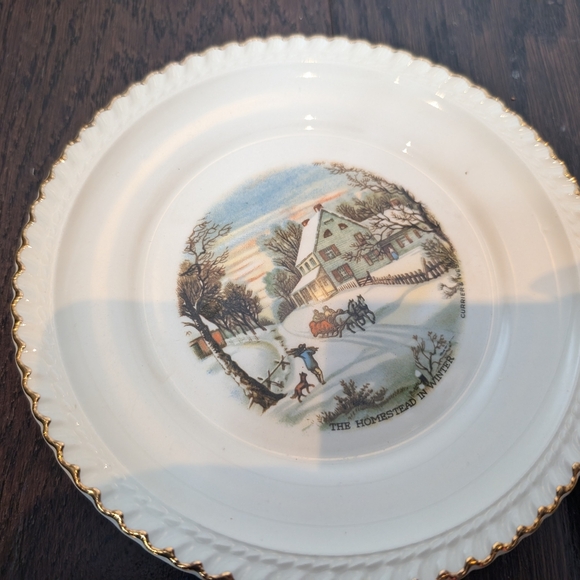 Harkerware Elegant Cream Dinnerware Set with Scenic Design 1 Large Plate 6 Side - Picture 11 of 11